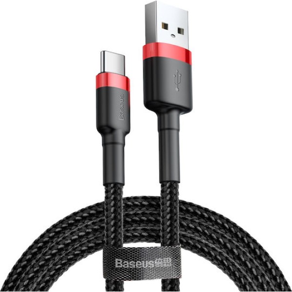 Baseus Braided USB 2.0 Cable USB-C male - USB-A male Black/Red 1m (CATKLF-B91)
